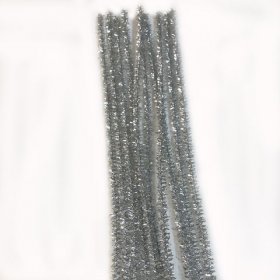 Glitter/Chenille Stem/Pipe Cleaner/6mm Silver