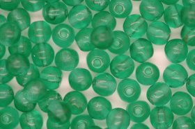 4mm Czech Round Bead; Transparent Green 25 grams