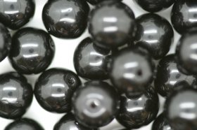 8mm Czech Round Bead; Opaque Black 25 grams