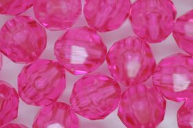 8mm Facet Beads Transparent; Hot Pink 25g (approx 97p)
