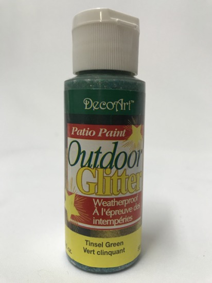 DecoArt Patio Paint, Outdoor Glitter 2oz Tinsel Green