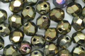 6mm Czech Fire Polished Facet Beads Brown Iris 25g