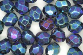 6mm Czech Fire Polished Facet Beads Blue Iris 25g