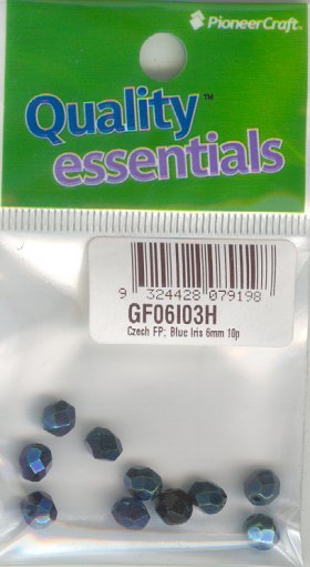6mm Czech Fire Polished Facet Beads Blue Iris 10p