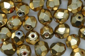 6mm Czech Fire Polished Facet Beads Gold 10g