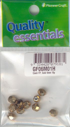 6mm Czech Fire Polished Facet Beads Gold 10p
