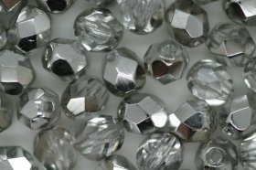 6mm Czech Fire Polished Facet Beads Silver 25g