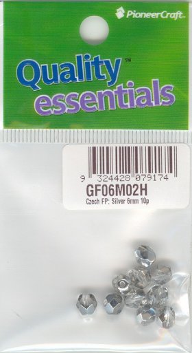 6mm Czech Fire Polished Facet Beads Silver 10p