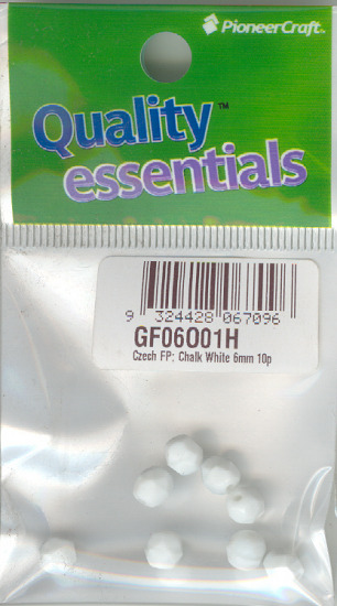 6mm Czech Fire Polished Facet Beads Chalk White 10p