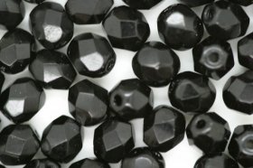 6mm Czech Fire Polished Facet Beads Black 25g