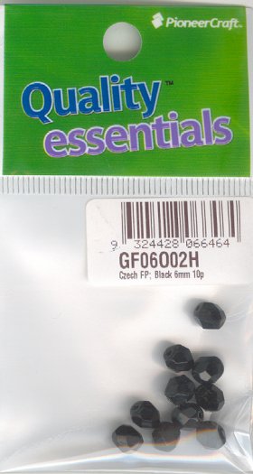 6mm Czech Fire Polished Facet Beads Black 10p