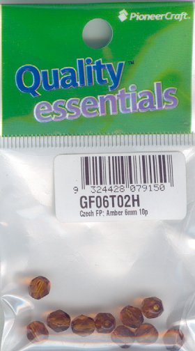 6mm Czech Fire Polished Facet Beads Amber 10p