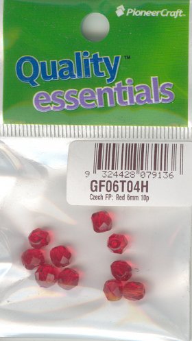 6mm Czech Fire Polished Facet Beads Red 10p