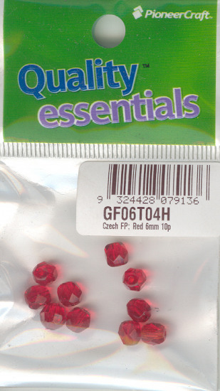 6mm Czech Fire Polished Facet Beads Red 10p