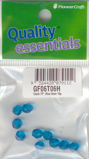 6mm Czech Fire Polished Facet Beads Blue 10p