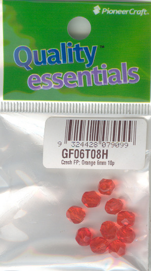 6mm Czech Fire Polished Facet Beads Orange 10p