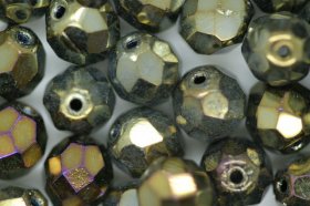 8mm Czech Fire Polished Facet Beads Brown Iris 25 grams
