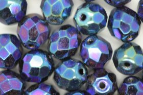 8mm Czech Fire Polished Facet Beads Blue Iris 25g