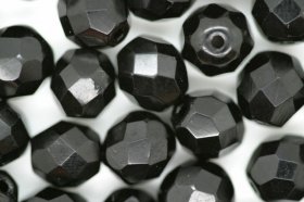 8mm Czech Fire Polished Facet Beads Black Op 25g