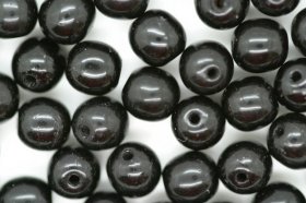 6mm Czech Round Bead; Opaque Black 25 grams