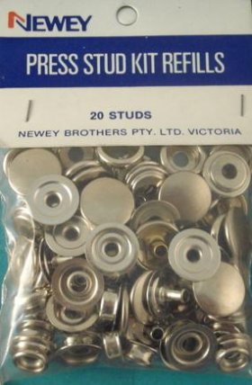 15mm Press Stud Kit Refills Nickle (20 Studs)