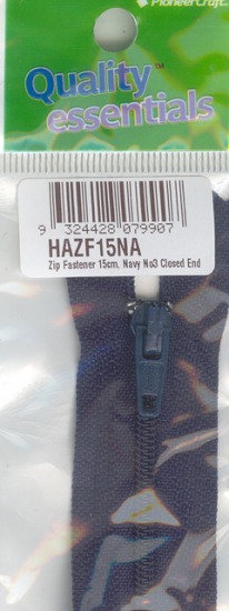 Zip Fastener 15cm, Navy No3 Closed End