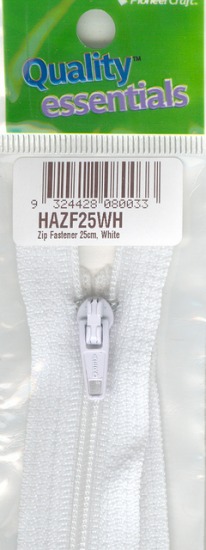 Zip Fastener 25cm, White No3 Closed End