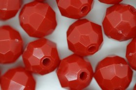 10mm Facet Bead Opaque; Red 25g (approximately 50p)