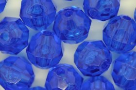 10mm Facet Beads Transparent; Dark Sapphire 25g (approx 50p)