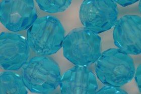10mm Facet Beads Transparent; Light Turquoise 25g (approx 50p)