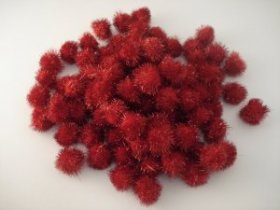 25mm Glitter Pom Pom 100p; Red