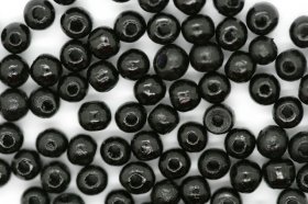 Wooden Beads, 4mm, 100 pieces, Black (1mm hole)