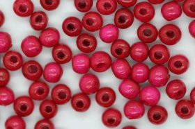 Wooden Beads, 4mm, 100 pieces, Hot Pink (1mm hole)