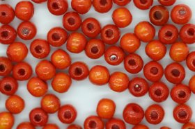 Wooden Beads, 4mm, 100 pieces, Orange (1mm hole)