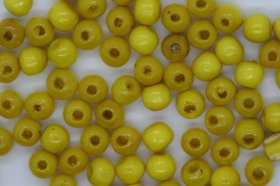 Wooden Beads, 4mm, 100 pieces, Yellow (1mm hole)
