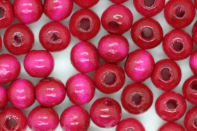 Wooden Beads, 6mm, 100 pieces, Hot Pink (2mm hole)