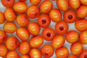 Wooden Beads, 6mm, 100 pieces, Orange (2mm hole)
