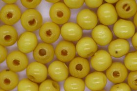 Wooden Beads, 6mm, 100 pieces, Yellow (2mm hole)