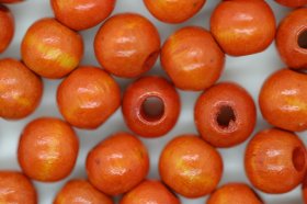 Wooden Beads, 8mm, 100 pieces, Orange (3mm hole)