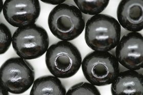 Wooden Beads, 10mm, 100 pieces, Black (4mm hole)