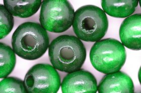 Wooden Beads, 10mm, 100 pieces, Green (4mm hole)