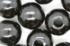 Wooden Beads, 14mm, 100 pieces, Black (5mm hole)