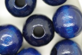 Wooden Beads, 14mm, 100 pieces, Royal (5mm hole)