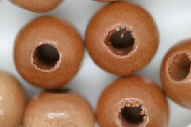 Wooden Beads, 14mm, 100 pieces, Tan (5mm hole)