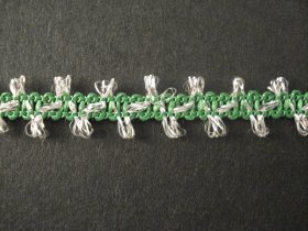Glitter Braid per mtr; Silver/Emerald; price per mt