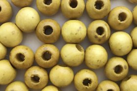 Wooden Beads, 10mm, 100 pieces, Yellow (4mm hole)